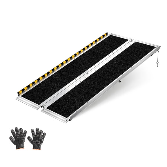 KFFKFF Portable 5FT Folding Aluminum Wheelchair Ramp, Non-Slip Surface, 800 lbs Capacity, Ideal for Home Steps, Stairs, Entryways, Door Thresholds, Scooters, and Curbs