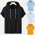 thumbnail image 4 of WREESH Men's Fashion Short Sleeve Hoodie Casual Solid Cotton Hooded T Shirts Outdoor Lightweight Sweatshirt Workout Pullover Tops Black, 4 of 4