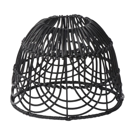 Black Woven Pendant Light Shade Dome Hanging Lamp Cover for Boho Farmhouse Ceiling Decor