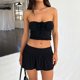 thumbnail image 5 of Conjunto elegante de dos piezas para mujer: top sin tirantes con falda plisada asimétrica de doble capa, 5 of 8
