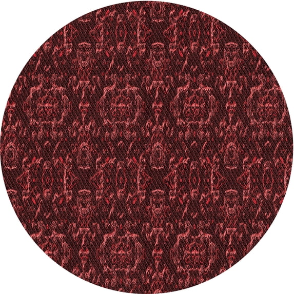 Ahgly Company Machine Washable Indoor Round Transitional Fire Brick Red Area Rugs, 3' Round