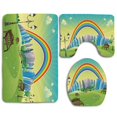 thumbnail image 1 of ABPHQTO Dibujos animados para niños Nursery Park Bench Hills Apartments Rainbow Beams Flowers Art Juego de alfombras de baño de 3 piezas Alfombra de baño Alfombra de contorno y tapa de inodoro, 1 of 2