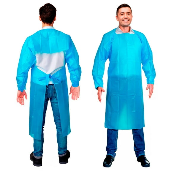 2 Mil Polyethylene, Waterproof, Elastic Wrists Isolation Gown, 10 Pack X-Large