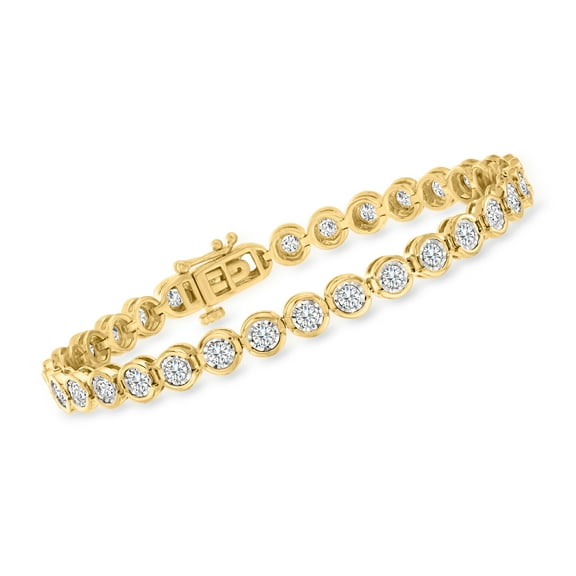 Ross-Simons 3.45 ct. t.w. Bezel-Set Diamond Tennis Bracelet in 18kt Gold Over Sterling, Women's, Adult