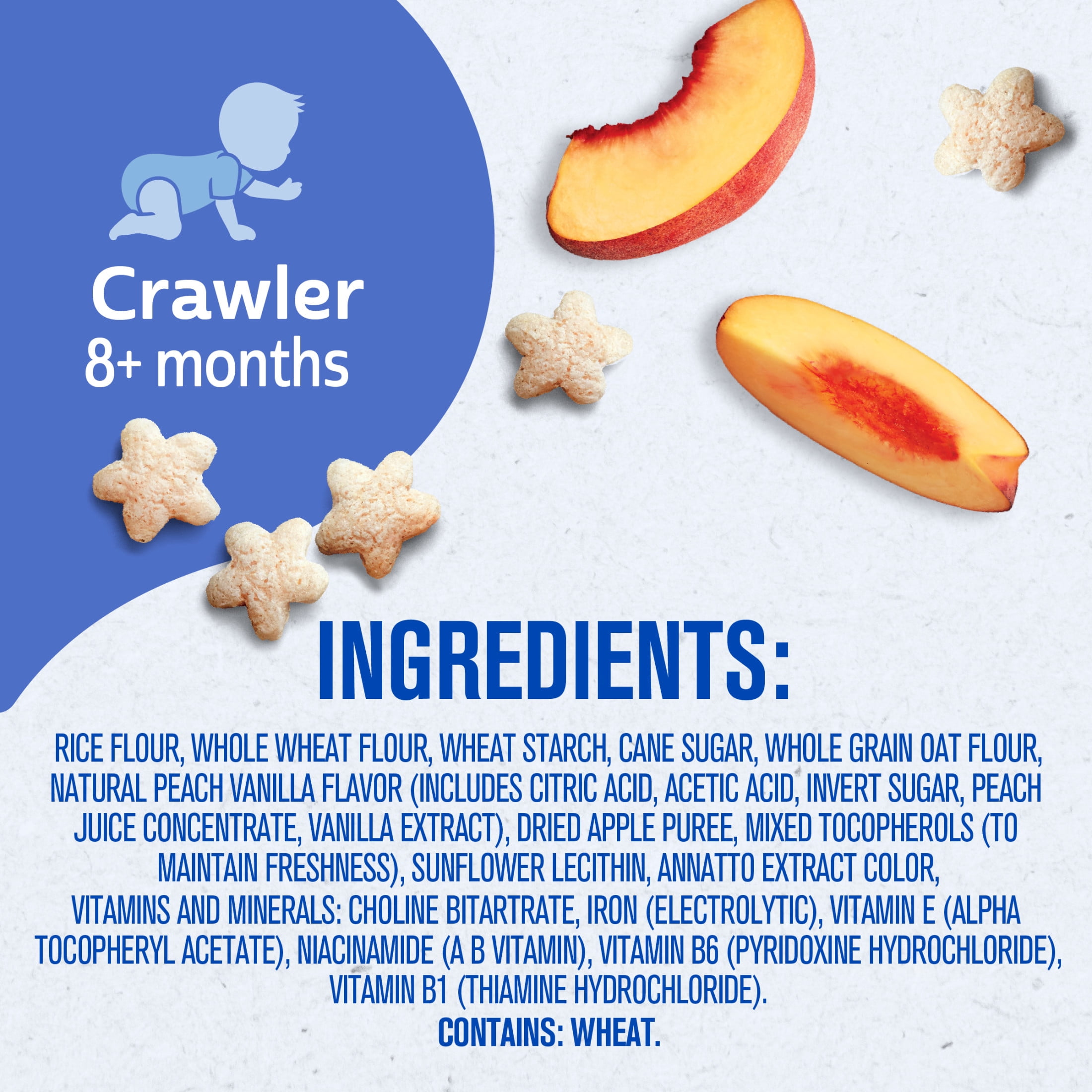 Gerber Puffs Baby Snacks, Peach, Stage 3, Puffed Grain Snack for 8+ Months, 1.48 oz Canister