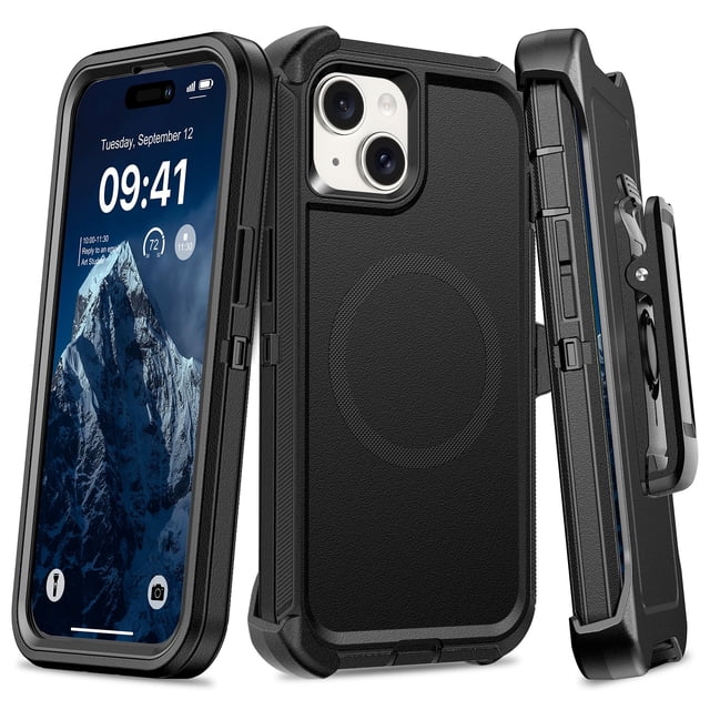Funda magnética TUTUKII para iPhone 13/14/15 6.1 con clip para cinturón