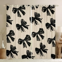 Bow Curtains & Drapes 38"Wx45"L Black Bow Tie Window Curtains Teen Adults Room Decor,Watercolor Bowknot 30%-50% Blackout Curtains Black White Simple Decor Window Treatments 2 Panels