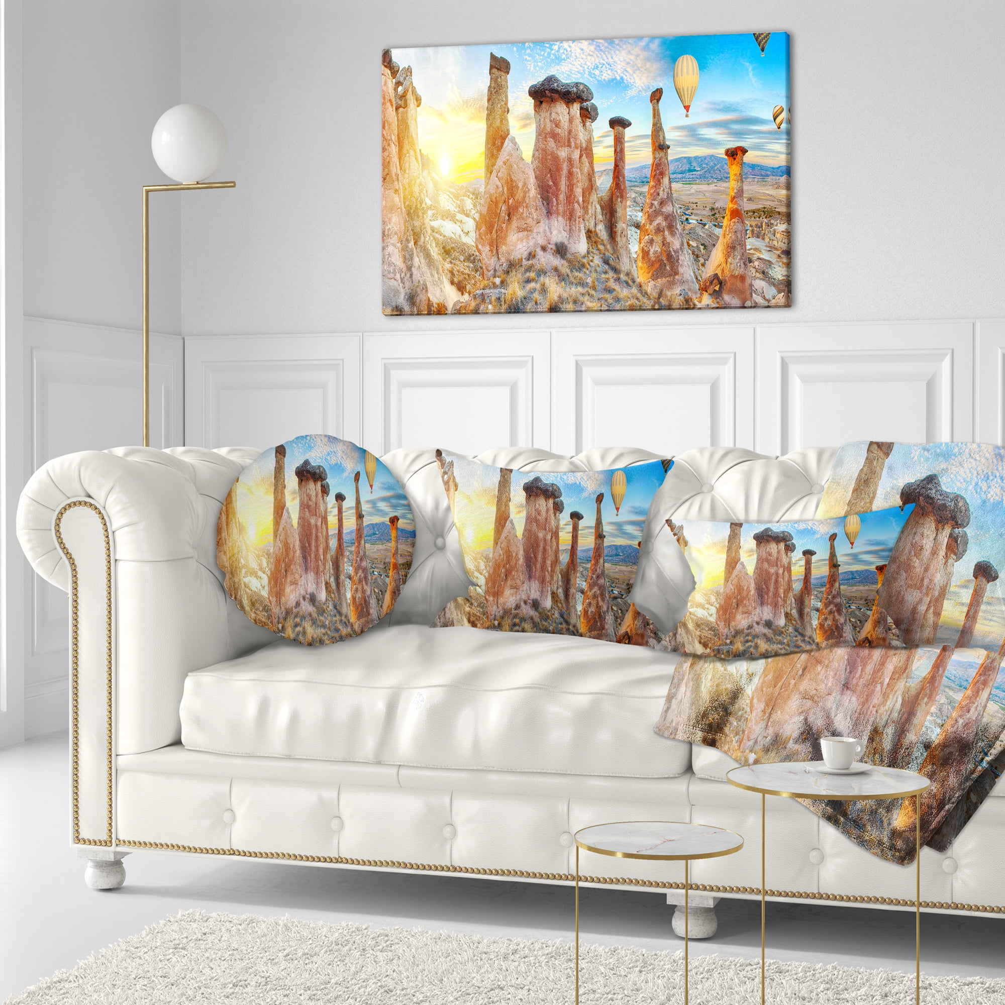 Designart Mushrooms - Landscape Photography Throw Pillow - 12x20