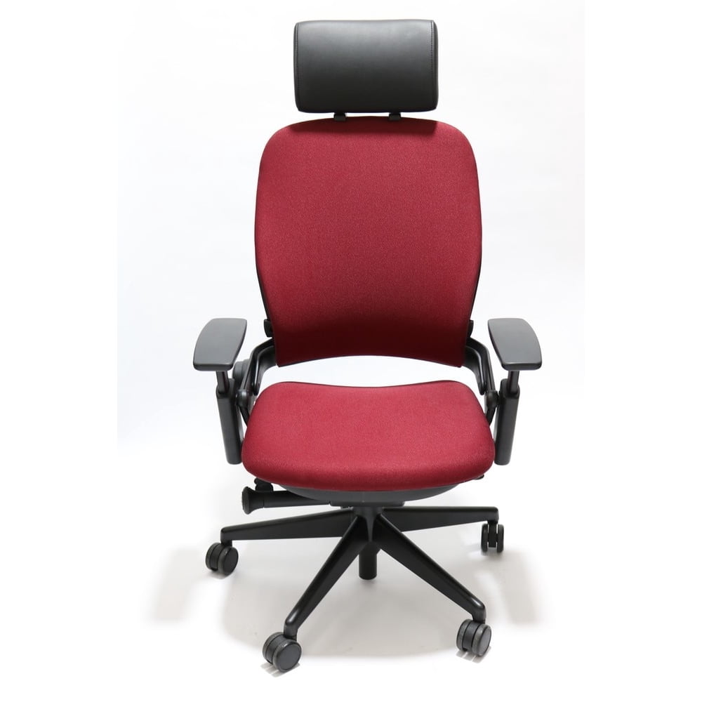 Steelcase Leap Chair V2 Burgundy Fabric With Headrest