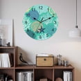 thumbnail image 2 of Wall Clock Teal Green Starfish Shell Clocks PVC Silent Non-Ticking Battery Operated Decorative Nautical Ocean Coral Round Clock for Home Living Room Kitchen Bedroom Office School Wall Decor 14 Inch, 2 of 9