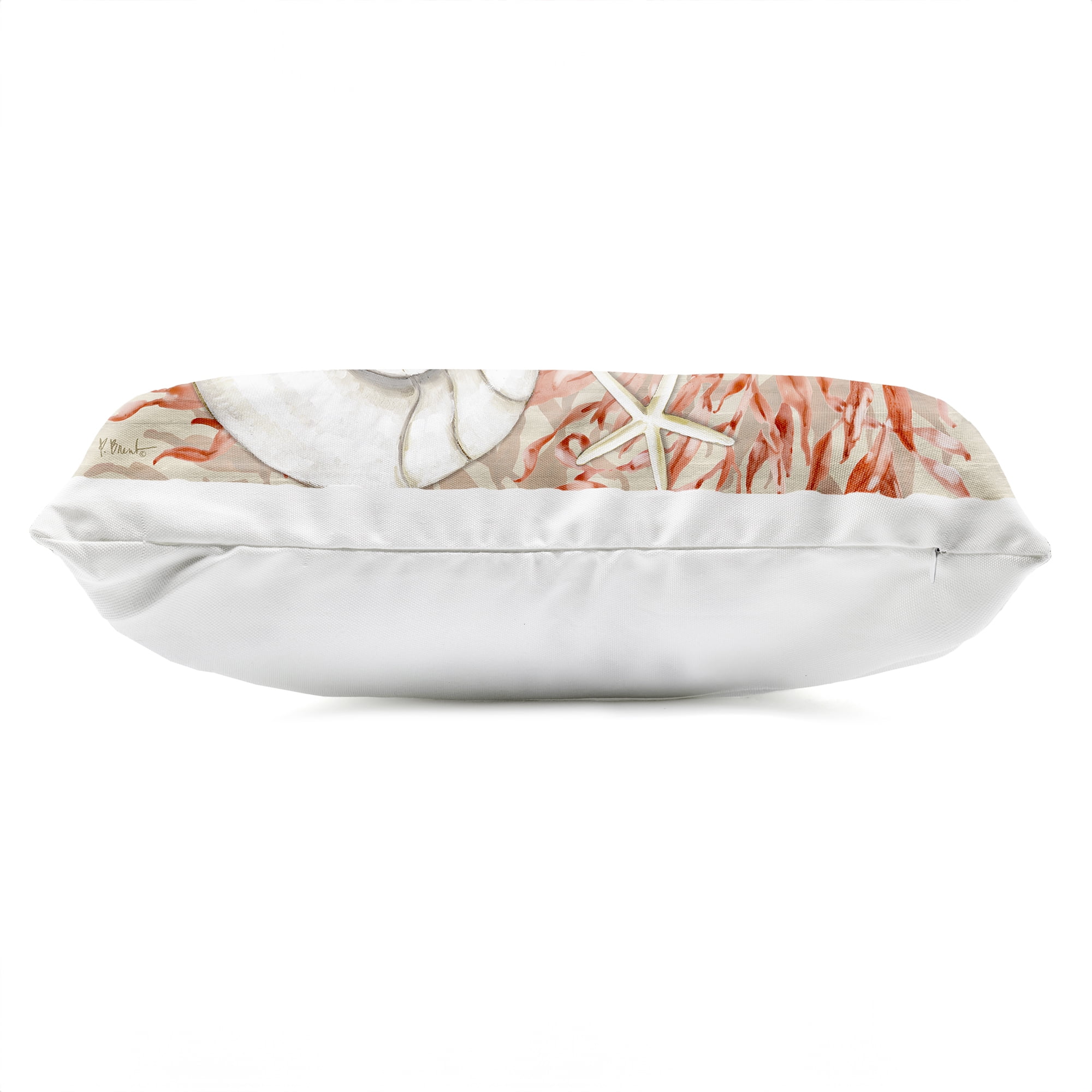 Stupell Industries Coral White Shells Outdoor Printed Pillow design by Paul Brent, 14 x 7 x 20