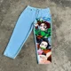 thumbnail image 1 of Pantalones de chándal con bordado de mariposa para hombre y mujer, pantalón de chándal informal a la moda con cordón, a rayas,, 1 of 2
