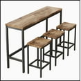 thumbnail image 5 of Modern Design Kitchen Dining Table, Pub Table, Long Dining Table Set with 3 Stools, Natural, 5 of 9
