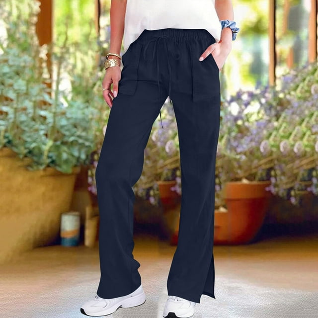 Pantalon d'Été pour Femme Pantalons Boho pour Femmes Pantalons Fluides pour Femmes Pantalons à Cordon pour Femmes Pantalons Amples pour Femmes Tenues Boho pour Femmes