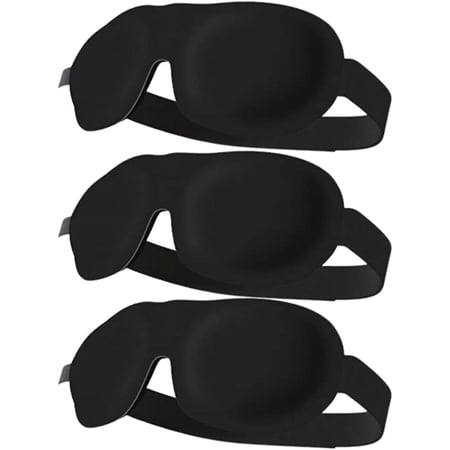 SMUG 100% Blackout Deep Sleep Mask, Adult, Contoured 3D Lash Protector, Black, 3 Pack