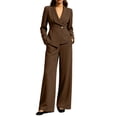 thumbnail image 2 of Miqool Women's 2 Piece Pant Suits Dressy One Button Blazer Wide Leg Pant Work Office Outfits Business Suit Set, 2 of 8