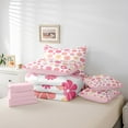 thumbnail image 5 of Manfei Cute Daisy Twin Bedding Sets 7pcs,Cartoon Floral Bedding Comforter Set 7pcs,Pink Yellow White Sheet Sets For Girl,Microfiber Room Decorative Reversible, 5 of 7