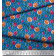 thumbnail image 2 of Soimoi Cotton Jersey Fabric Leaves & Dahlia Floral Printed Fabric 1 Yard 58 Inch Wide, 2 of 3