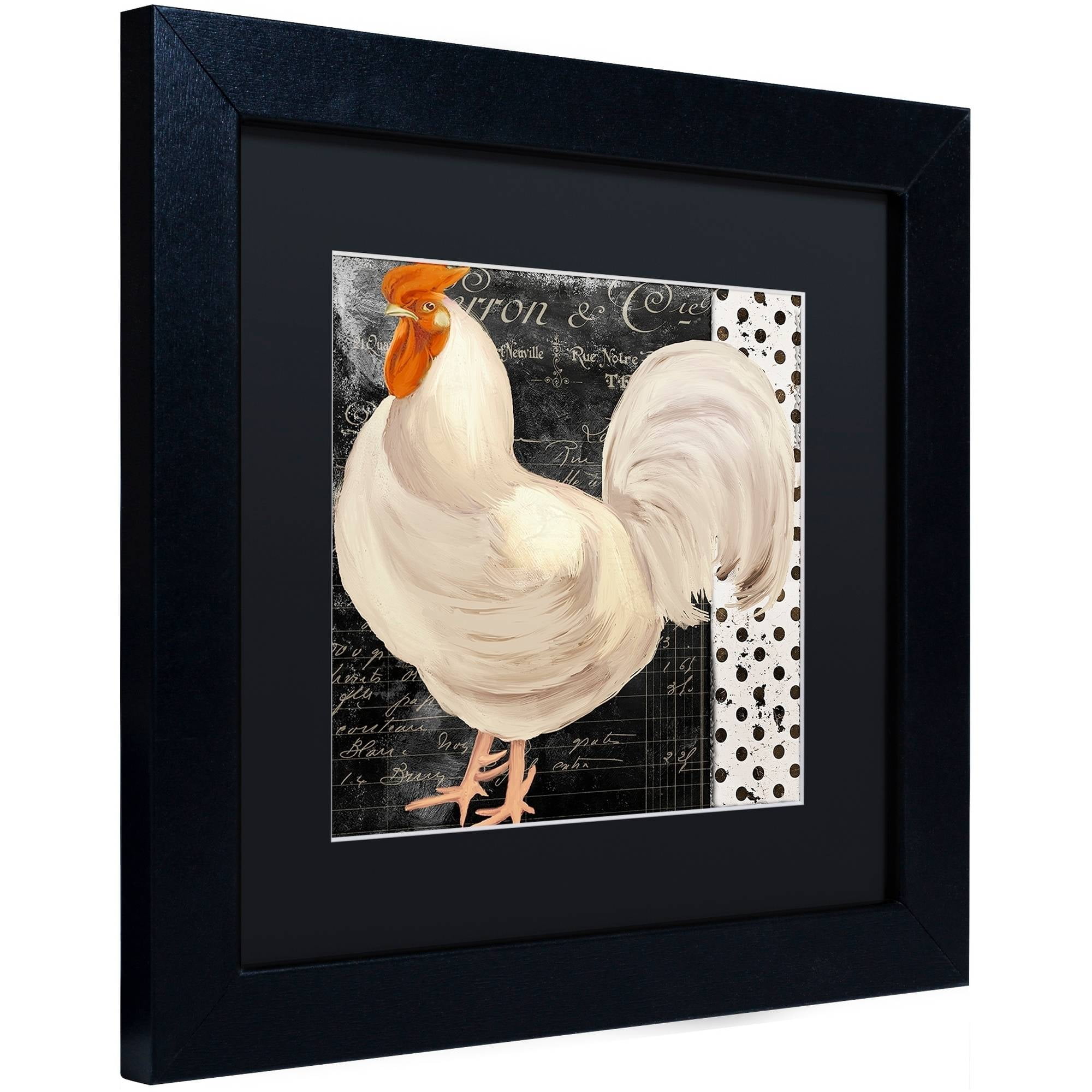 Trademark Fine Art "White Rooster Caf? II" Canvas Art by Color Bakery Black Matte, Black Frame