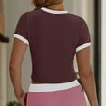 thumbnail image 4 of Plebaso Hauts Courts pour Femmes Manches Courtes Col Rond T-Shirts Ajustés Décontractés Mignons T-Shirts Basiques pour Femmes 2025, 4 of 7