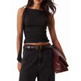 thumbnail image 2 of Women'S Sleeveless Tank Tops Boat Neck Summer Crop Going Out Shirts Black XS, 2 of 9