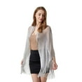 thumbnail image 2 of SWSMCLT Women's See Through Fringe for Wedding Shawl Wraps Shrug Scarf Top Metallic Blouse Beach Summer Black Grey One Size, 2 of 4