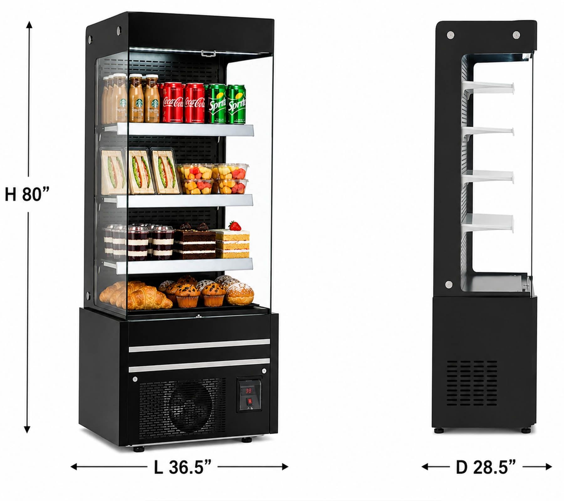 36 in. W 18 Cu. ft Commercial Open Air Display Merchandiser Refrigerator, Grab & Go Refrigerated Display Case, NSF Certified, Vertical Air Curtain Cooler