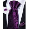 thumbnail image 4 of Barry.Wang Paisley Ties for Men Flower Silk Necktie Set with Handkerchief Cufflinks Wedding Party Business, 4 of 4