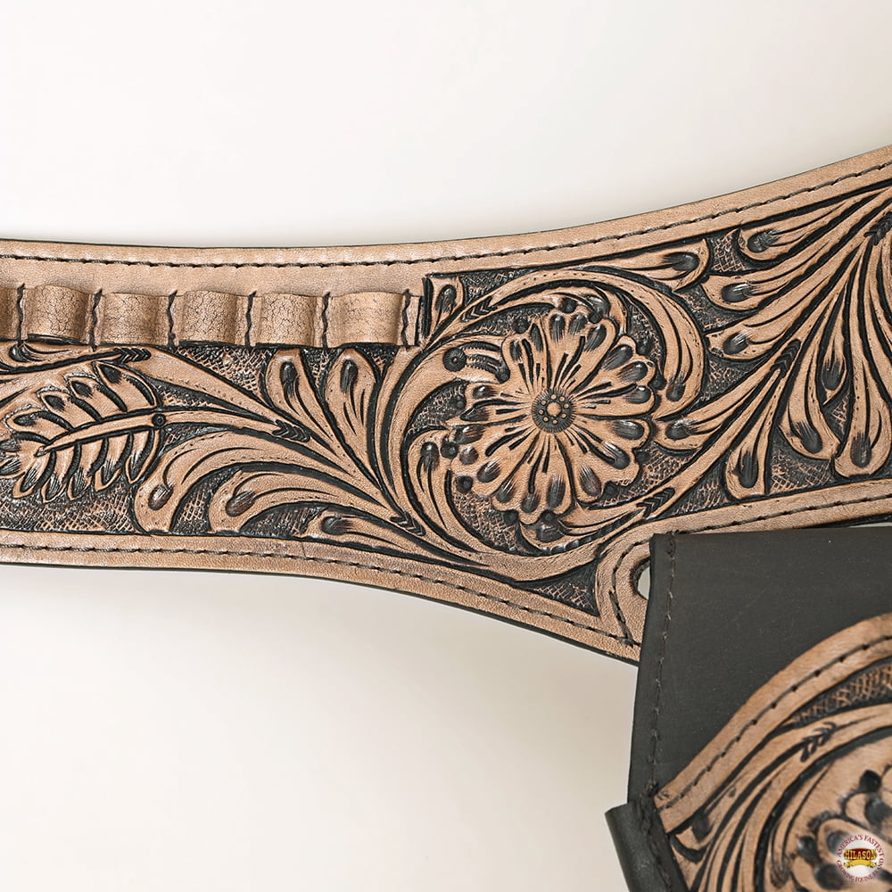 40 In Hilason Western Double Hand Gun Holster Rig 44/45 Cal Leather