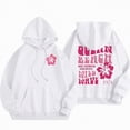 thumbnail image 2 of Towmus Cute Pink Flower Hoodie for Woman Preppy Sweatshirts Trendy Puff Print Letter Graphic Hoodies Casual Pullover Tops, 2 of 8