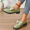 thumbnail image 6 of Rove Studio Women's Y2K Bow Platform Loafers, Chunky Heel Patent Leather Slip On Shoes, Trendy Casual Footwear for Daily & Party Wear Green 37, 6 of 9