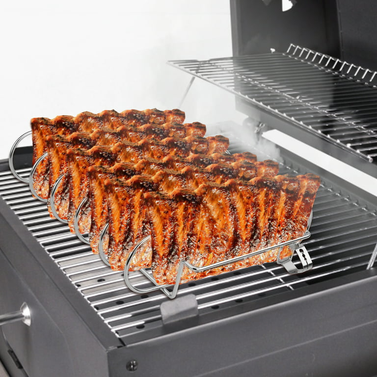  BBQ-PLUS Rib Rack and Chicken Rack for Smoking and