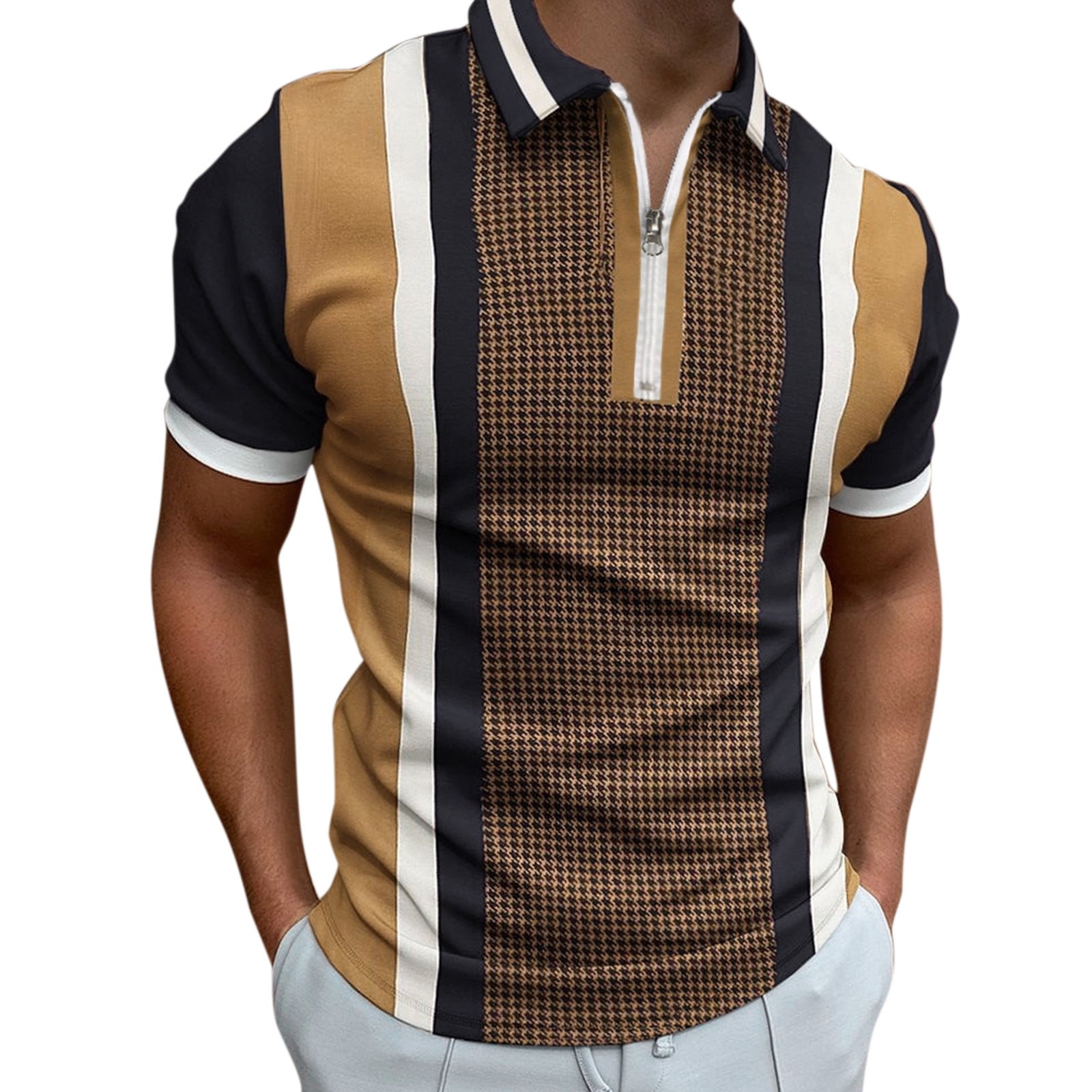 Mens Short Sleeve Polo Shirts 0 Short Sleeve 0 Tops Brown L - Walmart.com