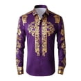 thumbnail image 4 of Western Cowboy Dress Shirts for Men Carnival Long Sleeve Button Down Lapel Top Casual Stylish Comfortable Mens Shirt Purple XL, 4 of 4