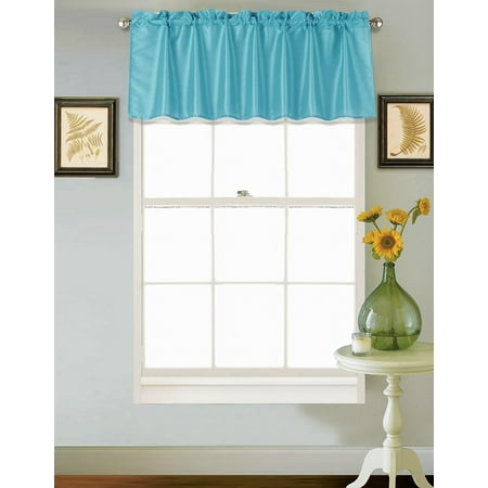 Silk Elements Inc (S18) TURQUOISE 1PC Elegant Straight Faux Silk Rod Pocket Swag Waterfall Valance, 55