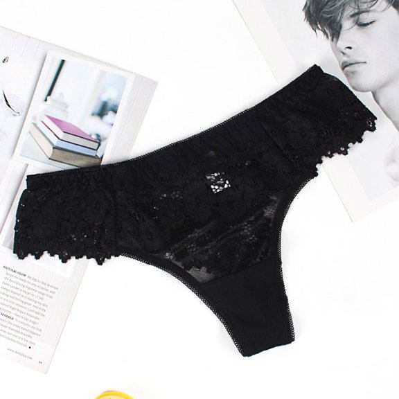 HUPOM Breathable Underwear For Women Panties For Girls High Waist Leisure Tie Seamless Waistband Black M