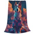 thumbnail image 2 of Honeii Starry Sky White Cloud Puppy Print Fleece Blanket - Throw Blanket for Bed, Sofa, Couch, Camping, and Travel , Microplush Ultra Soft Warm Blanket-40"x30", 2 of 7