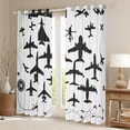 thumbnail image 2 of Airplane 42"x84" Set of 2 Panels Window Curtains & Drapes Aircrafts Silhouette Blackout Curtains Aviation Themed Planes Curtains Black White Window Treatments Airplane Decor, 2 of 6