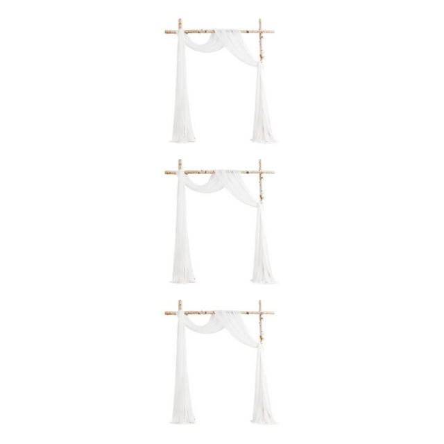 Thinsony Polyester Elegant Wedding Arch Draping Fabric For Romantic Atmosphere Wedding Arch Drapes Easy Care white 3Set