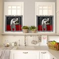 thumbnail image 2 of 36 Inch Long Tier Curtains for Kitchen, Chef Gourmet Black Grid Vintage Texture Bathroom Window Curtains Rod Pocket Short Curtains Window Treatment Tiers for Living Room Farmhouse 2 Panels, 2 of 5
