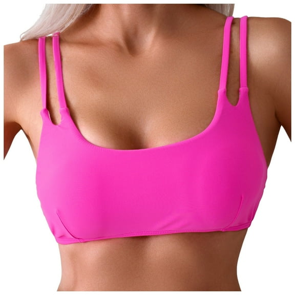 GEWSEY Women's Underwire Bikini Tops Longline Swim Top Push Up Tankini Swimsuit Modest Bathing Suit Tops (Hot Pink, L)