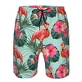 thumbnail image 3 of Logiee Palm Leaves Flamingo Print Mens Swim Trunks Quick Dry Board Shorts,Breathable Hawaii Beach Shorts Swimwear Bathing Suits-Large, 3 of 6