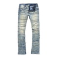 thumbnail image 3 of WTOBBY Men's Casual Mid-Rise Washed Retro Straight Slim Fashion Jeans, Distressed and Perforated Design for Stylish Wear, Comfortable Denim Trousers,Blue XL, 3 of 4