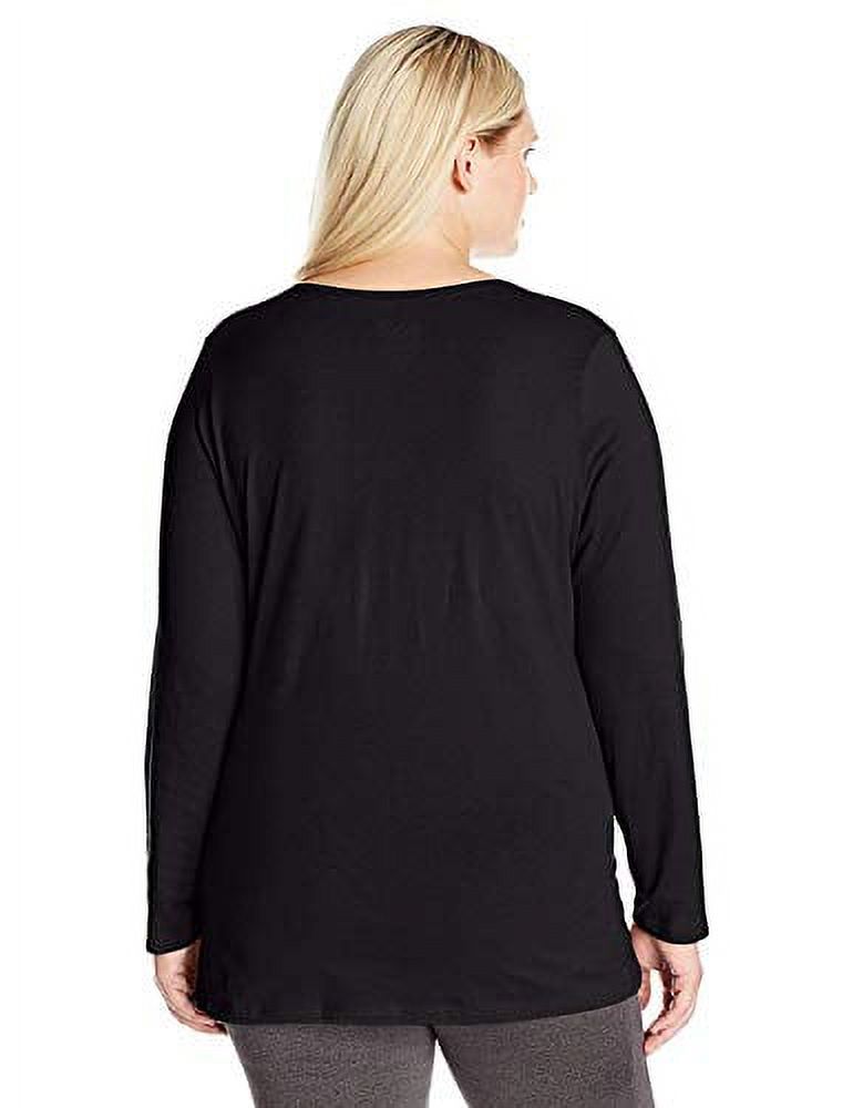 plusS Plus Size Black Full Sleeve Longline Cotton T-shirt –