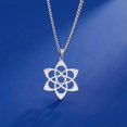 thumbnail image 3 of Chakra Lotus Flower Star of David Hebrew Pendant Necklace Religious Amulet Stainless Steel Women Jewish Jewelry Gift, 3 of 5