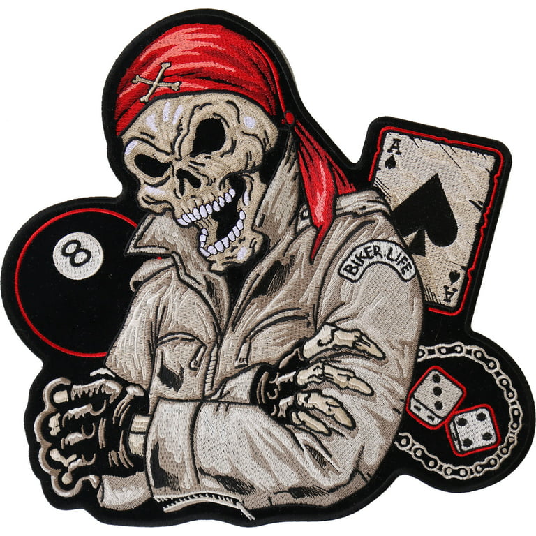 Large Skull Badges Embroidered Back Punk Patches , Biker Patches for Vests,  Biker Patch Iron On, Patches for Jackets 