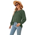 thumbnail image 4 of hirigin Women's Round Neck Tunic Tops, Casual Long Lantern Sleeve Solid Color Ruched T-Shirts, 4 of 6