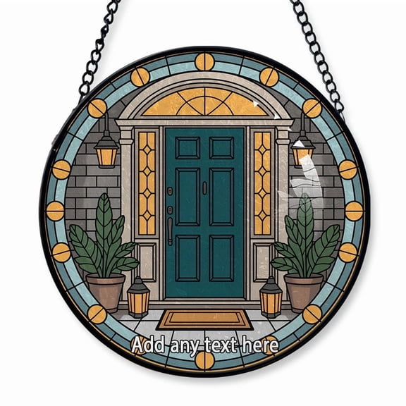 Front Door Welcome Stained Glass Suncatcher Window Hanging – Personalized Window Hanging Gift for Man, Woman, Family or Friends, Christmas 2025 Keepsake