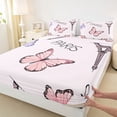 thumbnail image 3 of Homewish Girly Pink Butterfly Bed Sheets for Girls, Romantic Eiffel Tower King Sheets, Princess Cartoon Theme Sheet Set, Breathable Home Decor, 4 Pieces, 3 of 7