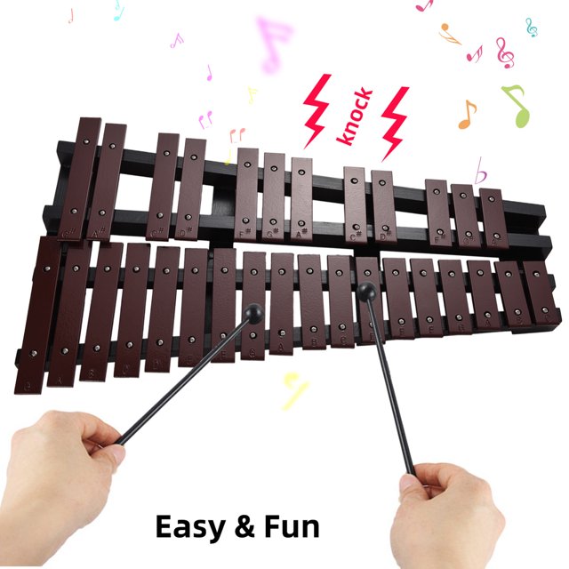 30 Note Foldable Glockenspiel Xylophone Wooden Percussion Musical Instrument with Carrying Bag 58 X 34.5cm